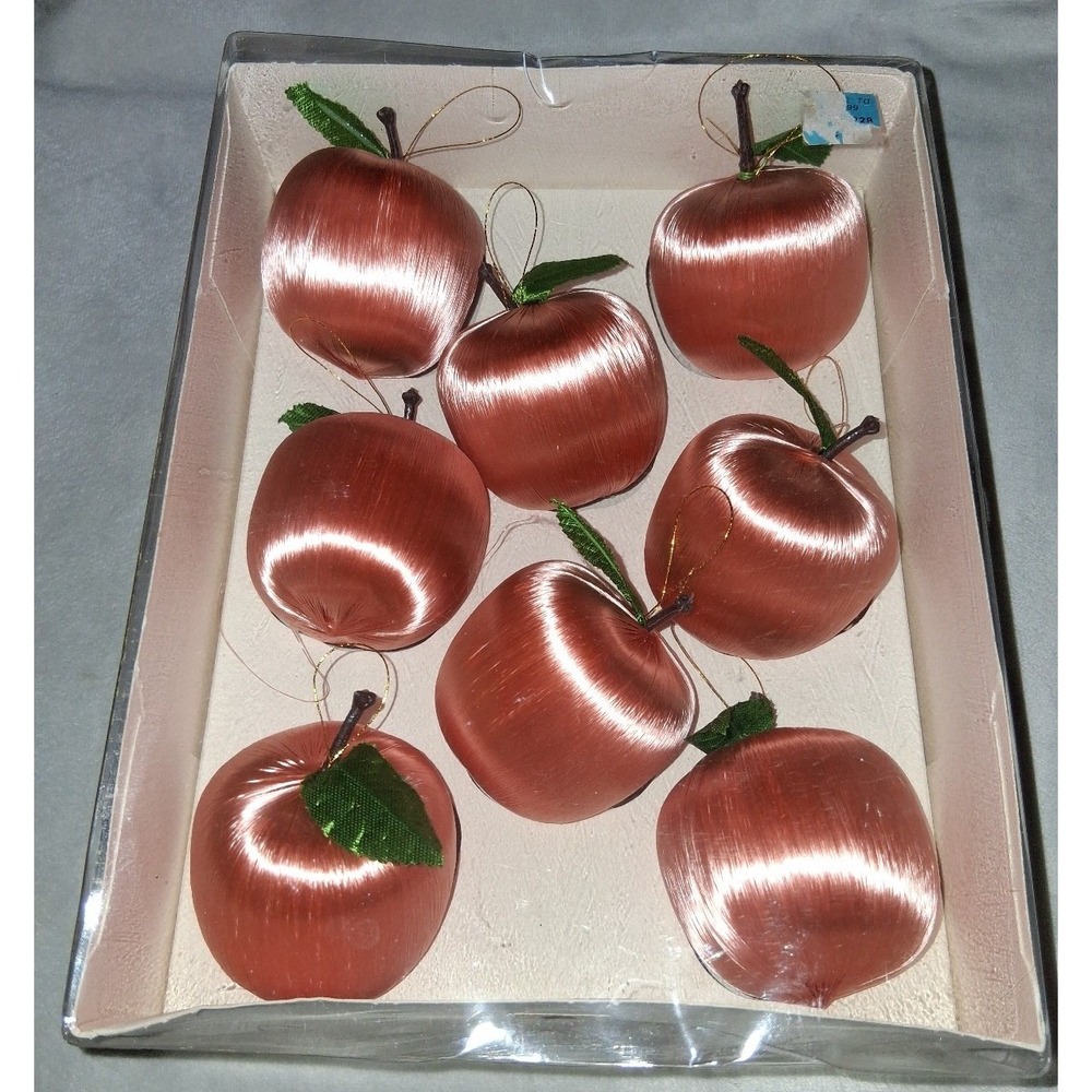 Vintage Rauch Decorator Apples Christmas Ornaments Set of 8 Made in USA